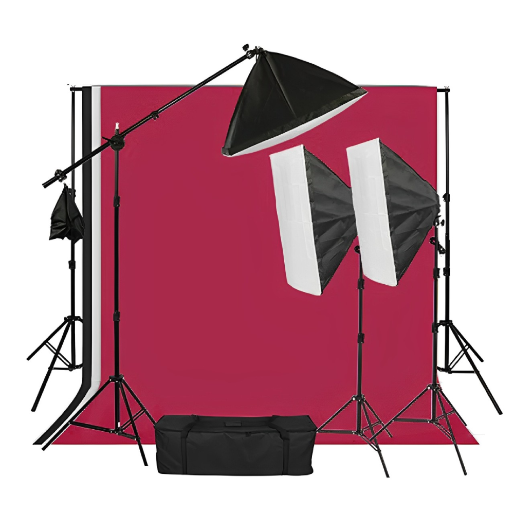 Continuous Lighting Kit 11 Lamps with backdrop (1) کیت سه شاخه نور 11 لامپ همراه فون بک گراند Continuous Lighting Kit 11 Lamps - Image 1