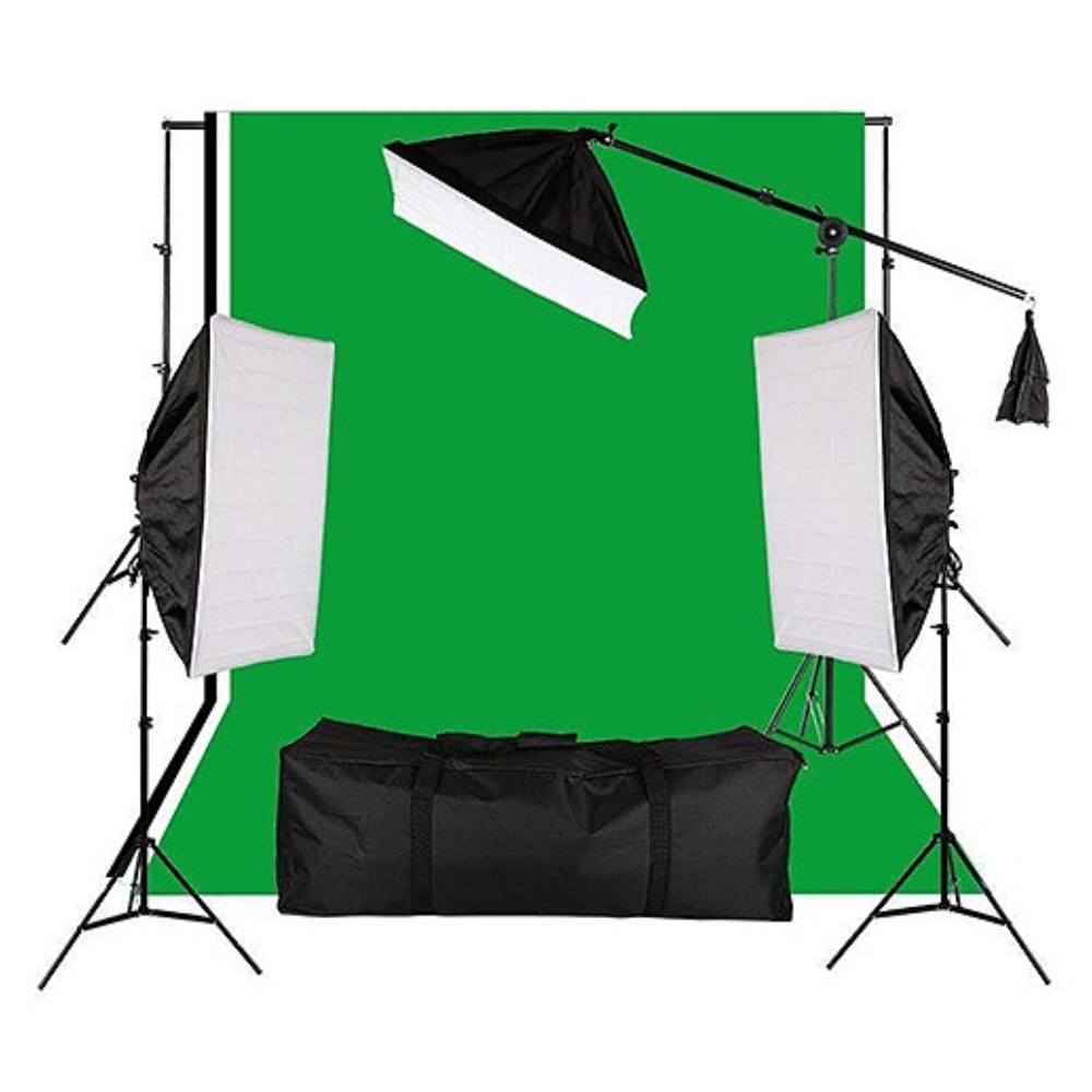 Continuous Lighting Kit 5 Lamps with backdrop کیت سه شاخه نور 14 لامپ همراه فون بک گراند Continuous Lighting Kit 14 Lamps - Image 1