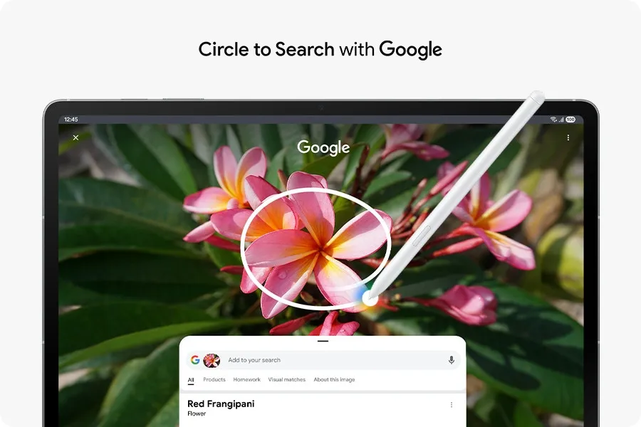 جست‌وجوی تصویری با قلم S Pen در تبلت Galaxy Tab S10 FE با قابلیت Circle to Search گوگل
