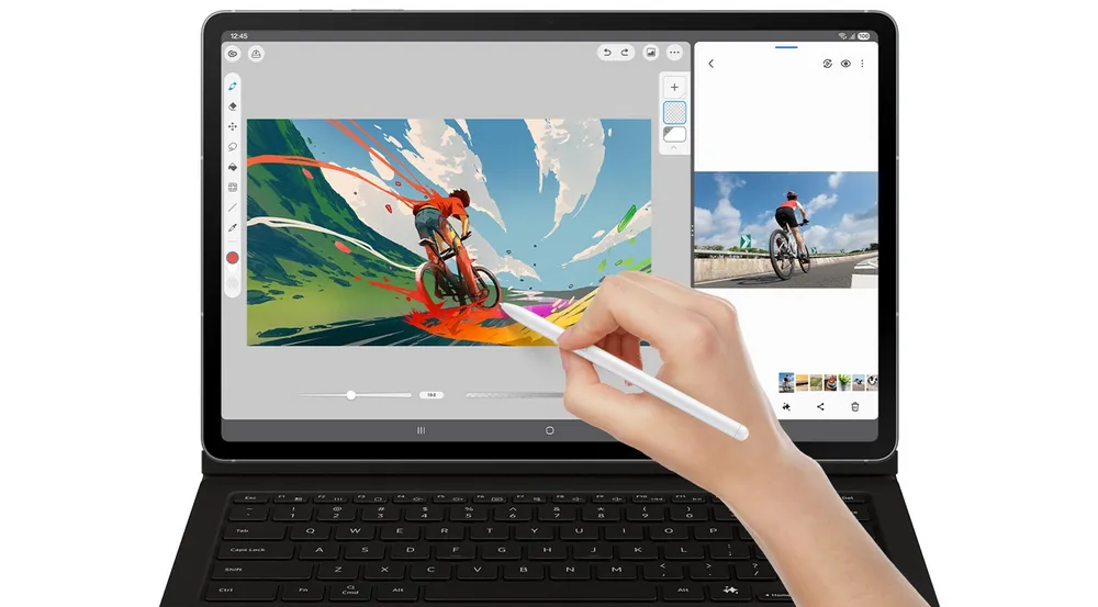 استفاده از Galaxy Tab S10 FE Wi-Fi با قلم S Pen و کیبورد برای طراحی دیجیتال