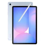 تبلت Galaxy Tab S10 FE Wi-Fi آبی با قلم S Pen سفید در حالت شناور روی نمایشگر