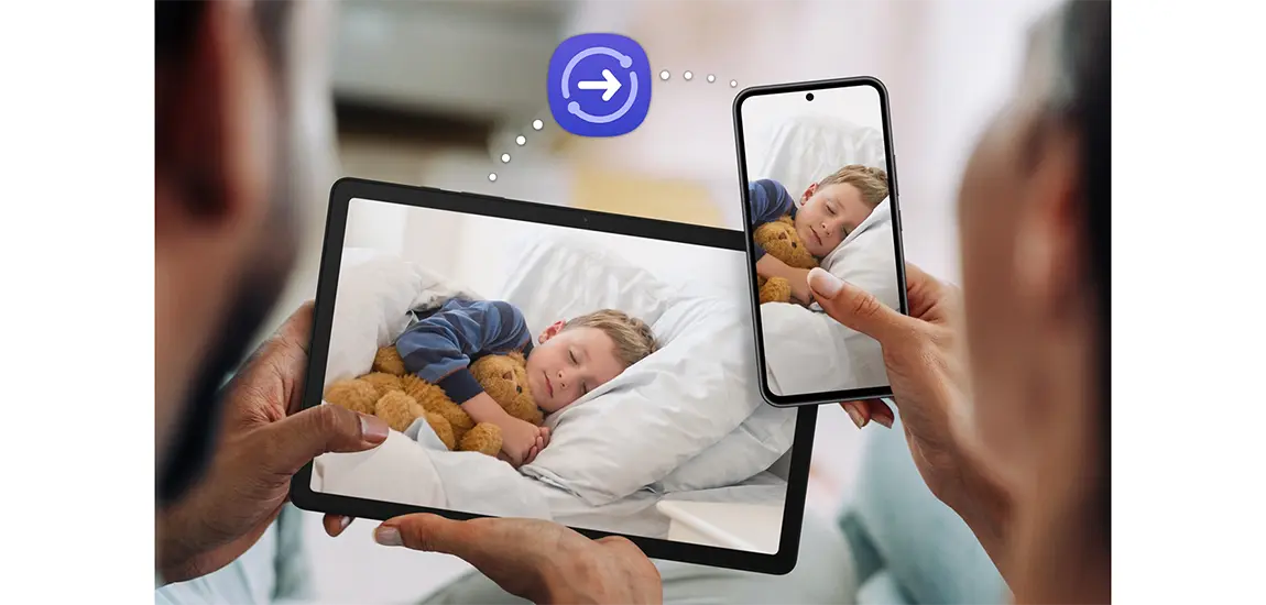 انتقال آسان عکس از گوشی سامسونگ به تبلت Galaxy Tab A9 با قابلیت Quick Share