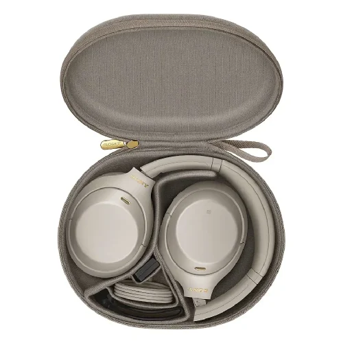 هدفون سونی WH-1000XM4 بژ داخل کیف محافظ