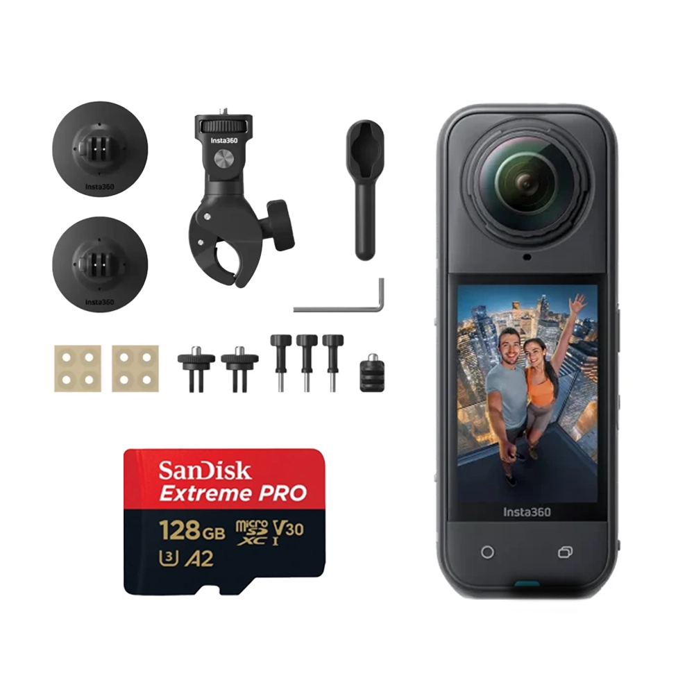 Insta360 X5 360 Degree Action Camera with 8K + insta360 motorcycle accessories bundle + sandisk microSD kit 001 کیت موتورسواری دوربین اینستا 360 مدل Insta360 X5 - Image 1