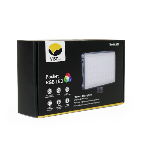 نور ثابت ال ای دی ویست لند Vistland V01 RGB LED video light - Image 7